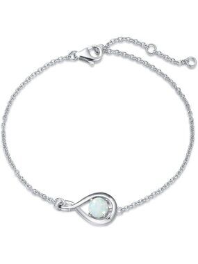Sterling Silver Infinity Birthstone Bracelet for Women - Elegant Gift Idea